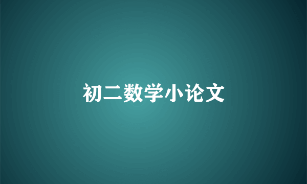 初二数学小论文