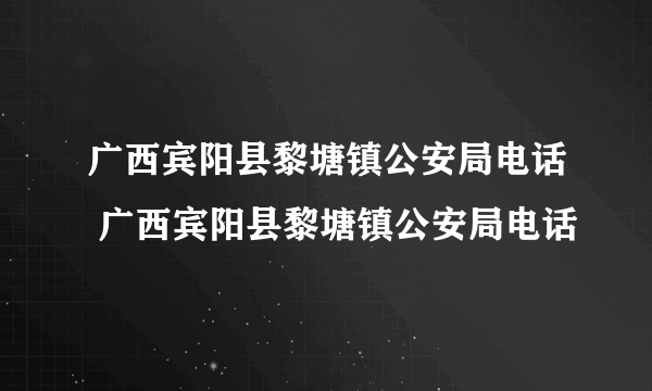 广西宾阳县黎塘镇公安局电话 广西宾阳县黎塘镇公安局电话