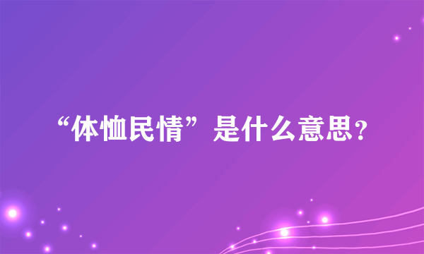 “体恤民情”是什么意思？