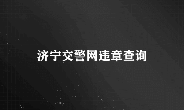 济宁交警网违章查询