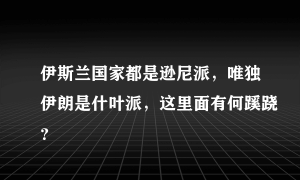 伊斯兰国家都是逊尼派，唯独伊朗是什叶派，这里面有何蹊跷？