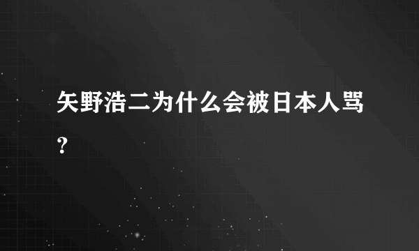 矢野浩二为什么会被日本人骂？