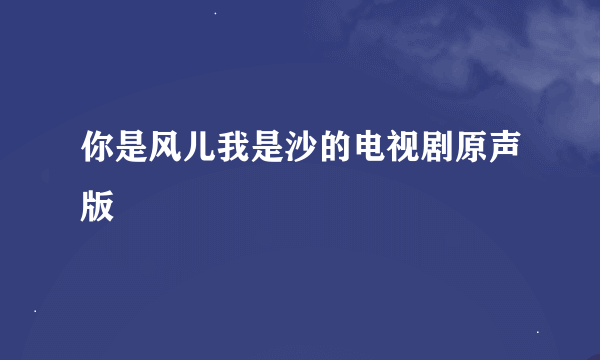 你是风儿我是沙的电视剧原声版