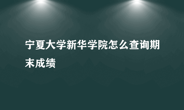 宁夏大学新华学院怎么查询期末成绩