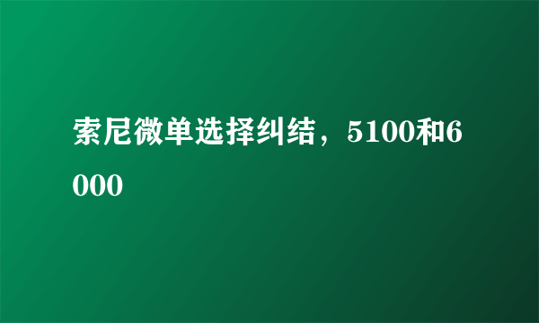 索尼微单选择纠结，5100和6000