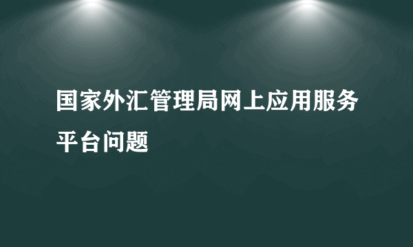 国家外汇管理局网上应用服务平台问题