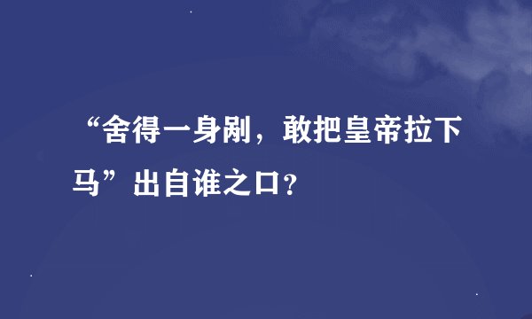 “舍得一身剐，敢把皇帝拉下马”出自谁之口？