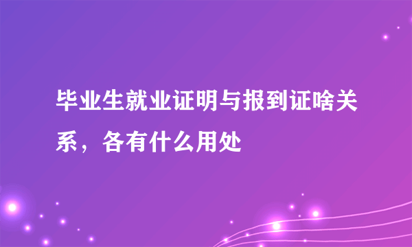 毕业生就业证明与报到证啥关系，各有什么用处