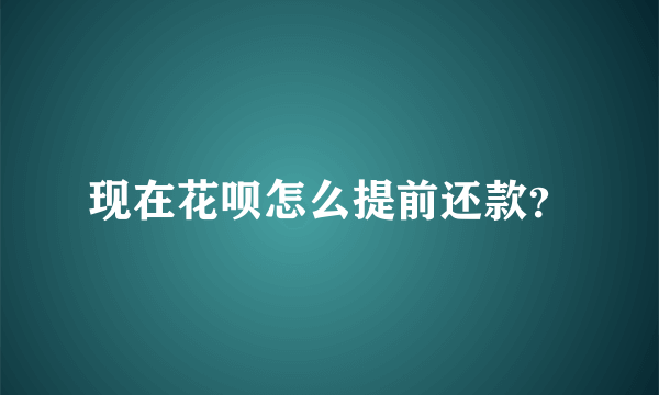 现在花呗怎么提前还款？