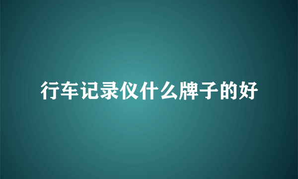 行车记录仪什么牌子的好