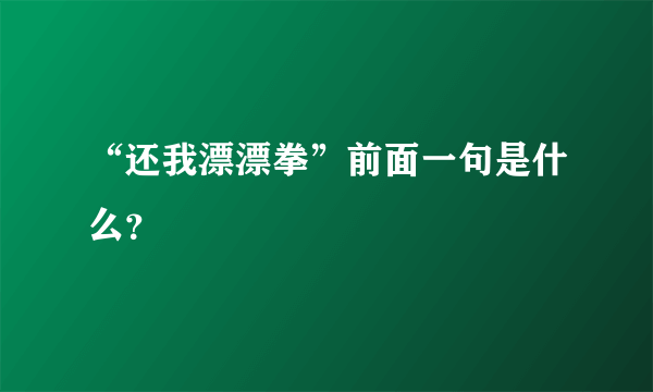 “还我漂漂拳”前面一句是什么？