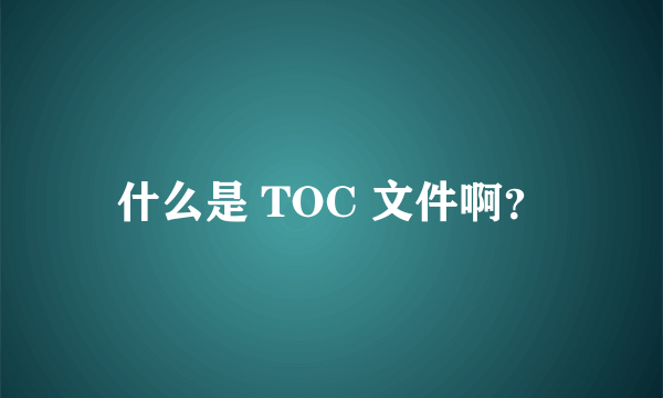 什么是 TOC 文件啊？