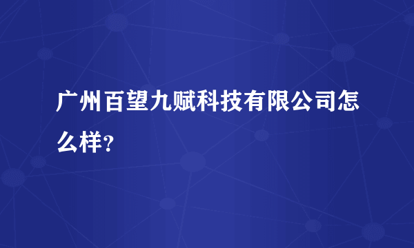 广州百望九赋科技有限公司怎么样？