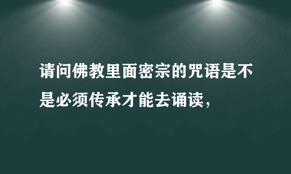 请问佛教里面密宗的咒语是不是必须传承才能去诵读，