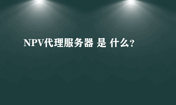 NPV代理服务器 是 什么？