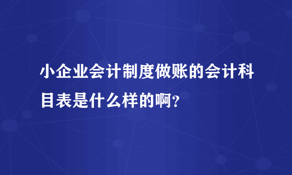 小企业会计制度做账的会计科目表是什么样的啊？