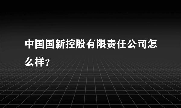 中国国新控股有限责任公司怎么样？