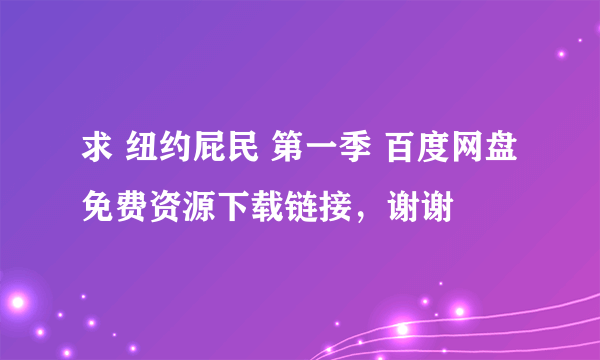 求 纽约屁民 第一季 百度网盘免费资源下载链接，谢谢