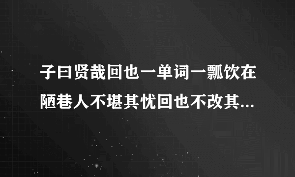 子曰贤哉回也一单词一瓢饮在陋巷人不堪其忧回也不改其乐贤哉回也的意思