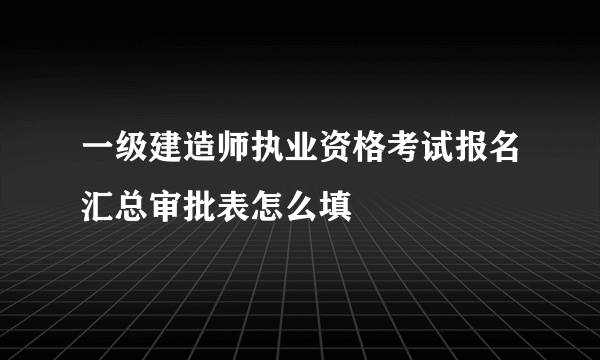 一级建造师执业资格考试报名汇总审批表怎么填