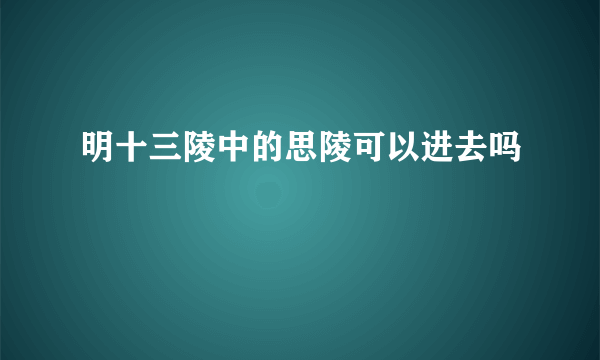 明十三陵中的思陵可以进去吗