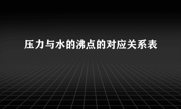 压力与水的沸点的对应关系表