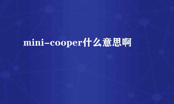 mini-cooper什么意思啊