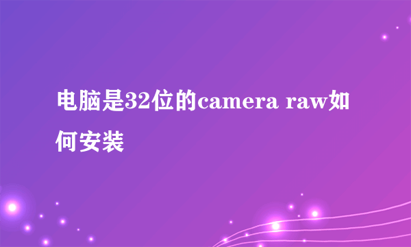 电脑是32位的camera raw如何安装