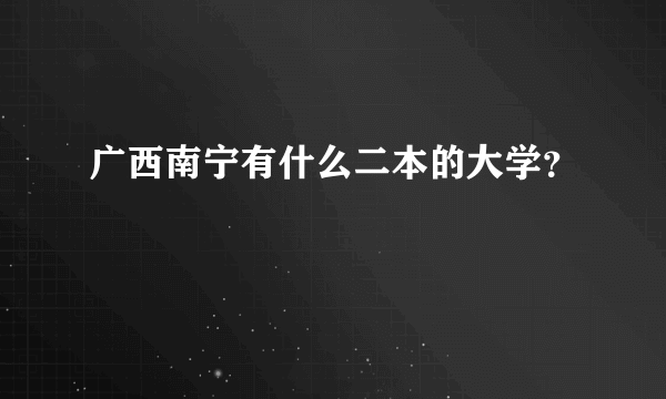 广西南宁有什么二本的大学？