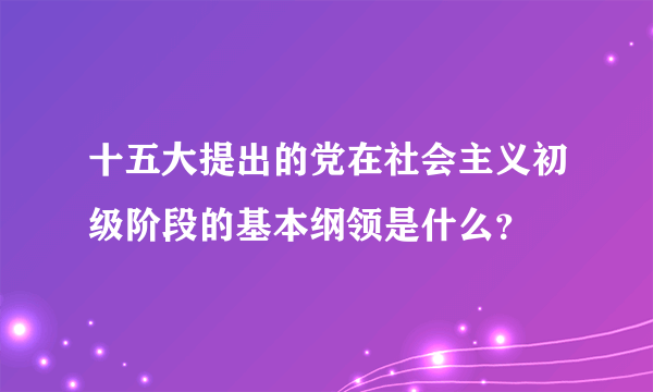 十五大提出的党在社会主义初级阶段的基本纲领是什么？