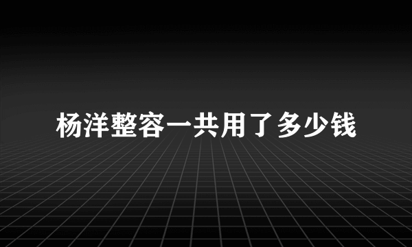 杨洋整容一共用了多少钱