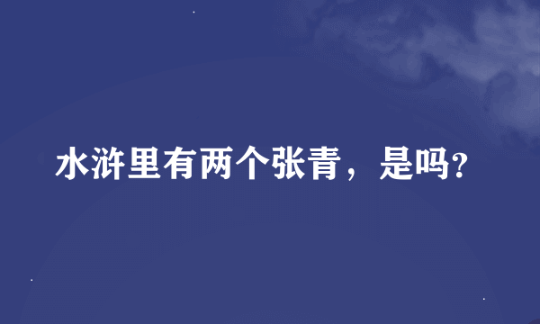 水浒里有两个张青，是吗？