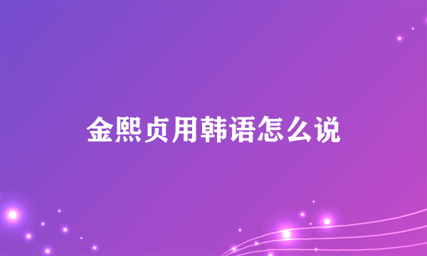 金熙贞用韩语怎么说