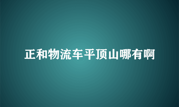 正和物流车平顶山哪有啊