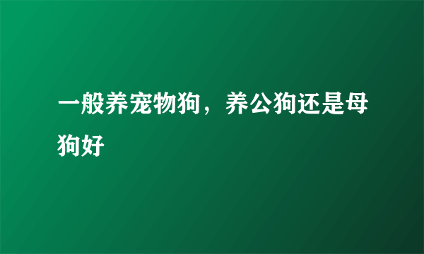 一般养宠物狗，养公狗还是母狗好