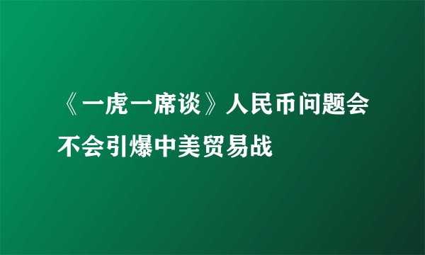 《一虎一席谈》人民币问题会不会引爆中美贸易战