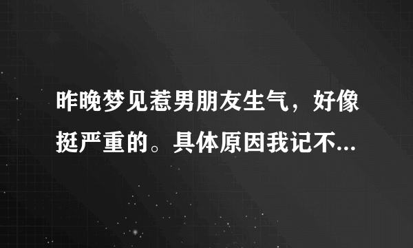 昨晚梦见惹男朋友生气，好像挺严重的。具体原因我记不清了。他开车要离开我。我很害怕。就趴在车前面（梦