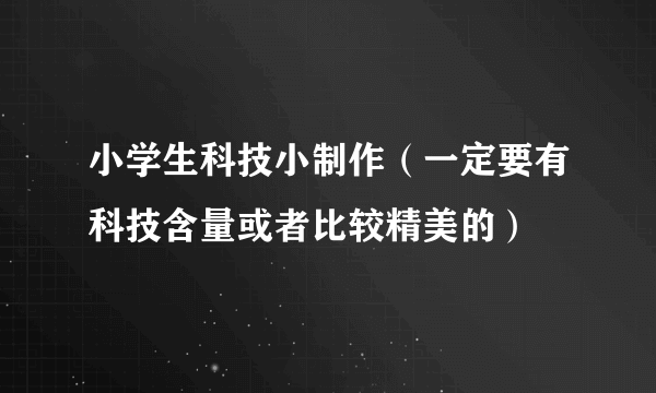 小学生科技小制作（一定要有科技含量或者比较精美的）