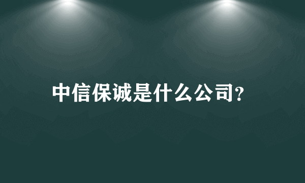 中信保诚是什么公司？