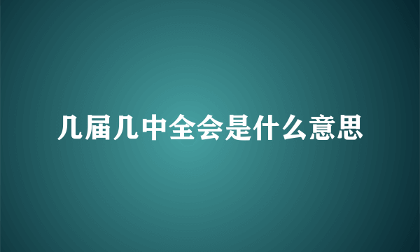 几届几中全会是什么意思