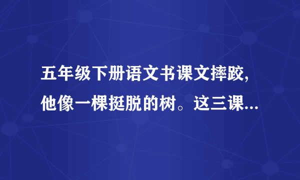 五年级下册语文书课文摔跤,他像一棵挺脱的树。这三课中你对人物的印象是什么？