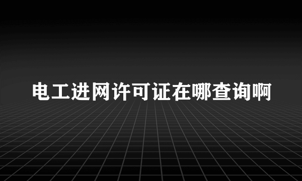 电工进网许可证在哪查询啊