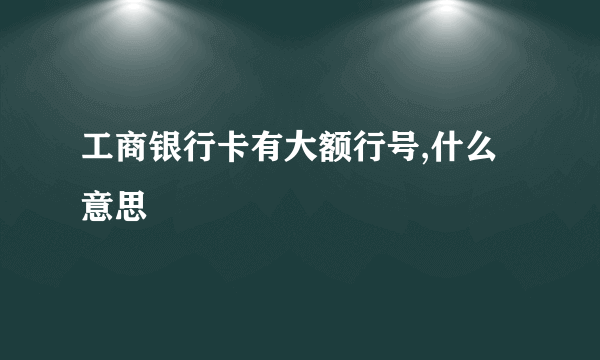 工商银行卡有大额行号,什么意思