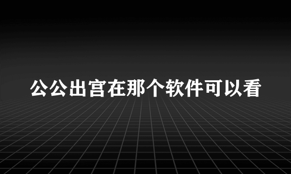 公公出宫在那个软件可以看