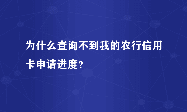 为什么查询不到我的农行信用卡申请进度？