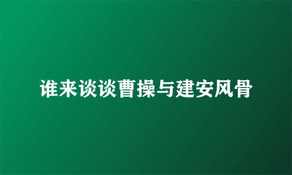 谁来谈谈曹操与建安风骨