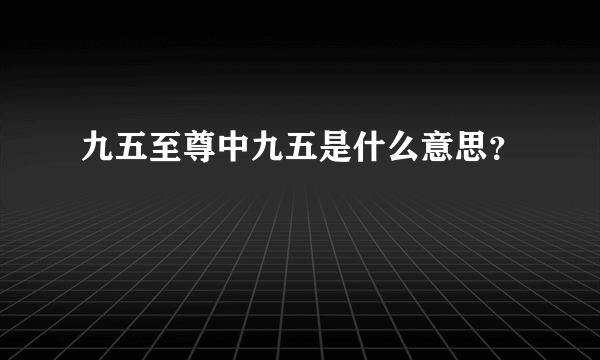 九五至尊中九五是什么意思？