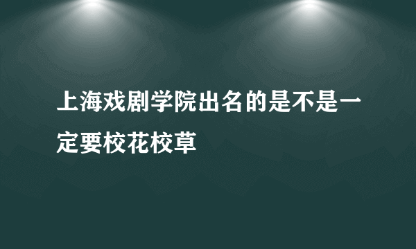 上海戏剧学院出名的是不是一定要校花校草