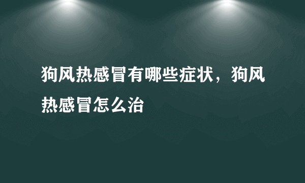 狗风热感冒有哪些症状，狗风热感冒怎么治