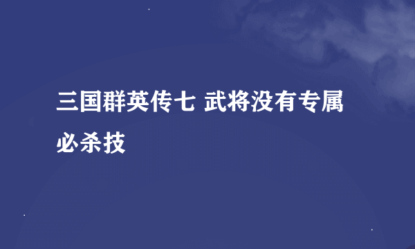 三国群英传七 武将没有专属必杀技